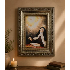 QUADRO DE SANTA TERESA D'AVILA 10X15 CM RESINADO MOLDURA PREMIUM