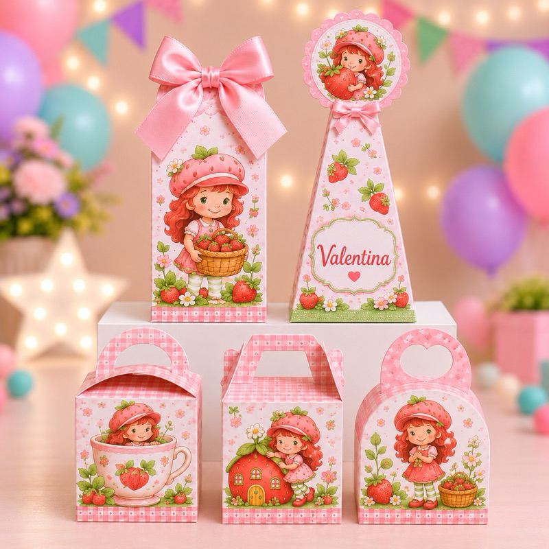Caixinhas Personalizadas Moranguinho para lembrancinha de festa, aniversário, mesversario.