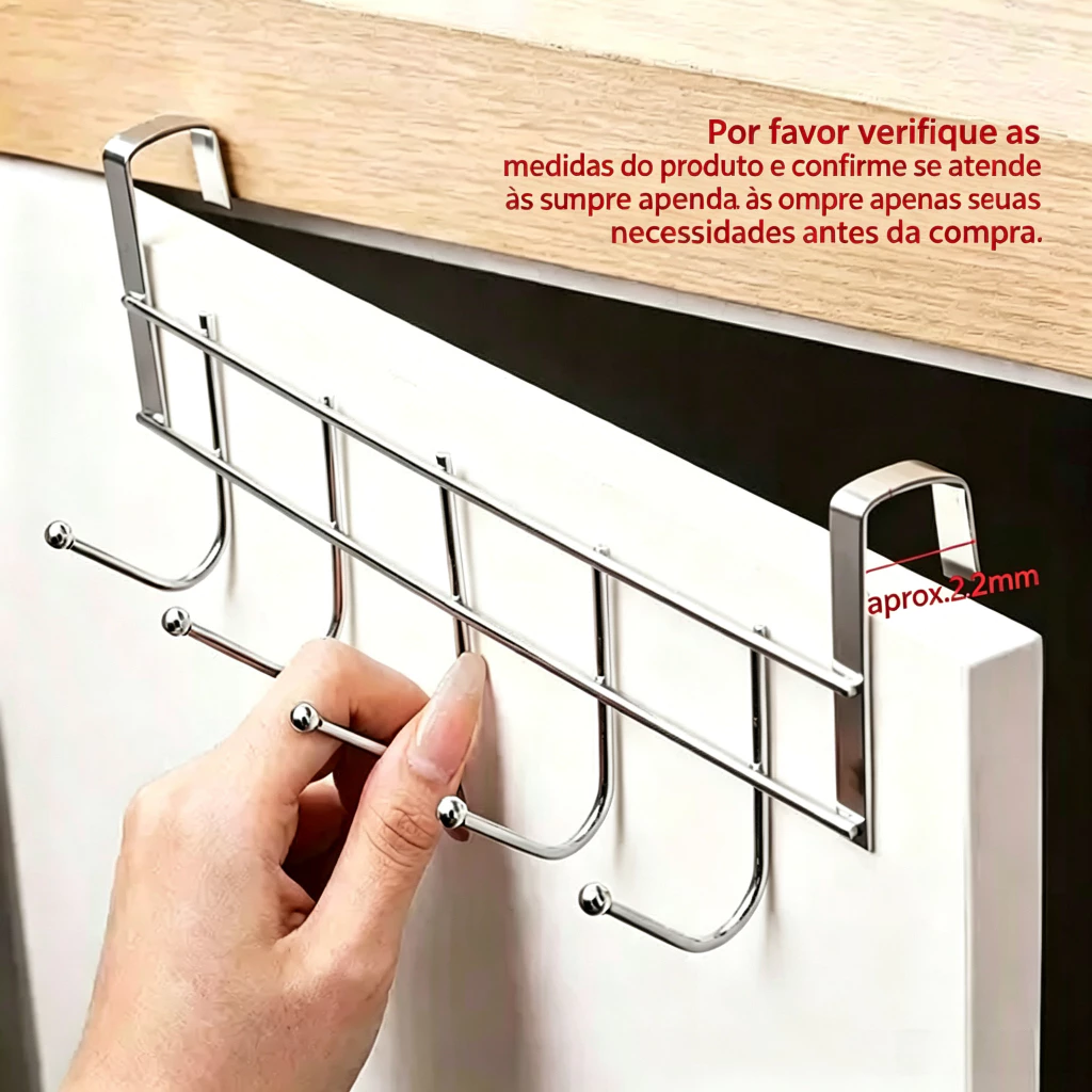 Suporte Cabide com Ganchos Encaixe Porta Pendura Roupas — imagem 1