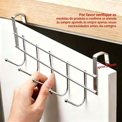 Suporte Cabide com Ganchos Encaixe Porta Pendura Roupas