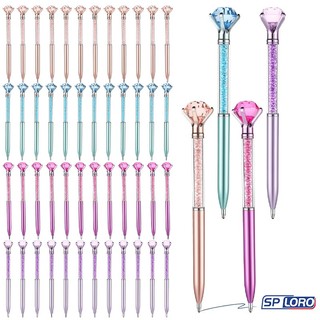 3/6/9/12 pcs Caneta Esferográfica Cristal Diamante Metal Canetas Papelaria Estética 0.7mm Tinta Azul KHH-H12-100