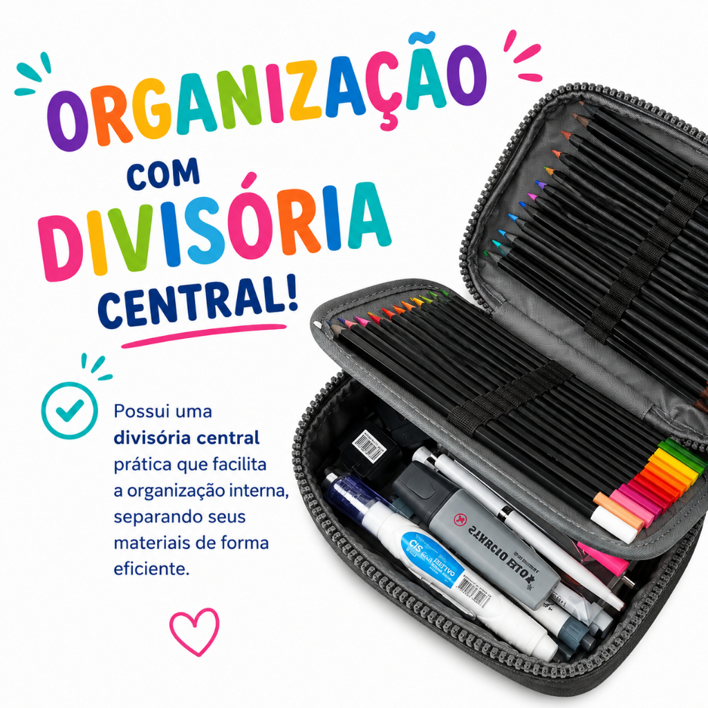 Estojo Box Organizador Escolar Jumbo 24 Elásticos Compacto — imagem 2 de 2