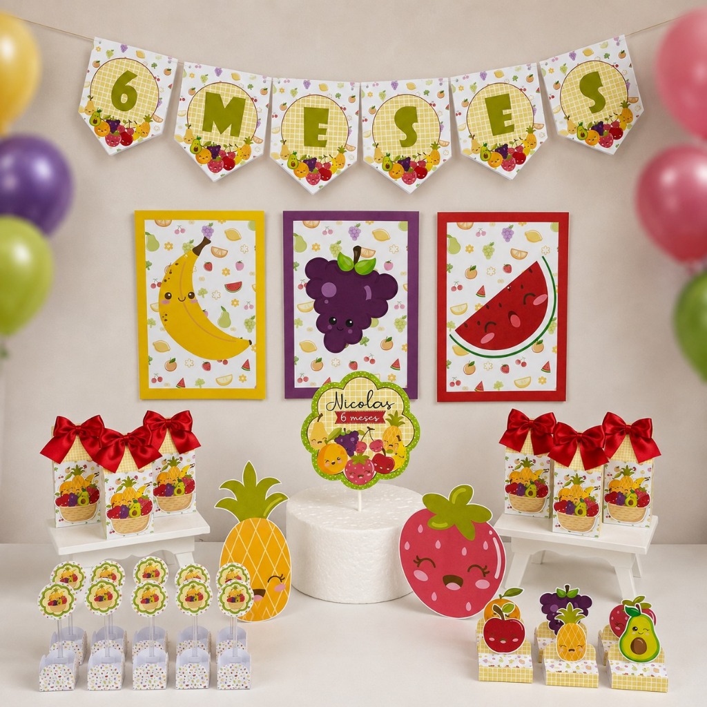 Kit festa só um bolinho frutinhas -lembrancinhas, caixinhas personalizadas, decoração aniversário