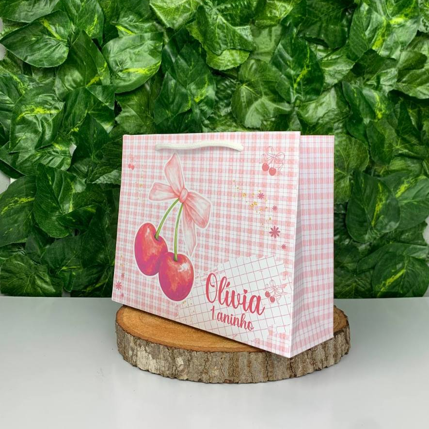 Sacolinha Personalizada Cerejinha Lembrancinha para Festa Infantil