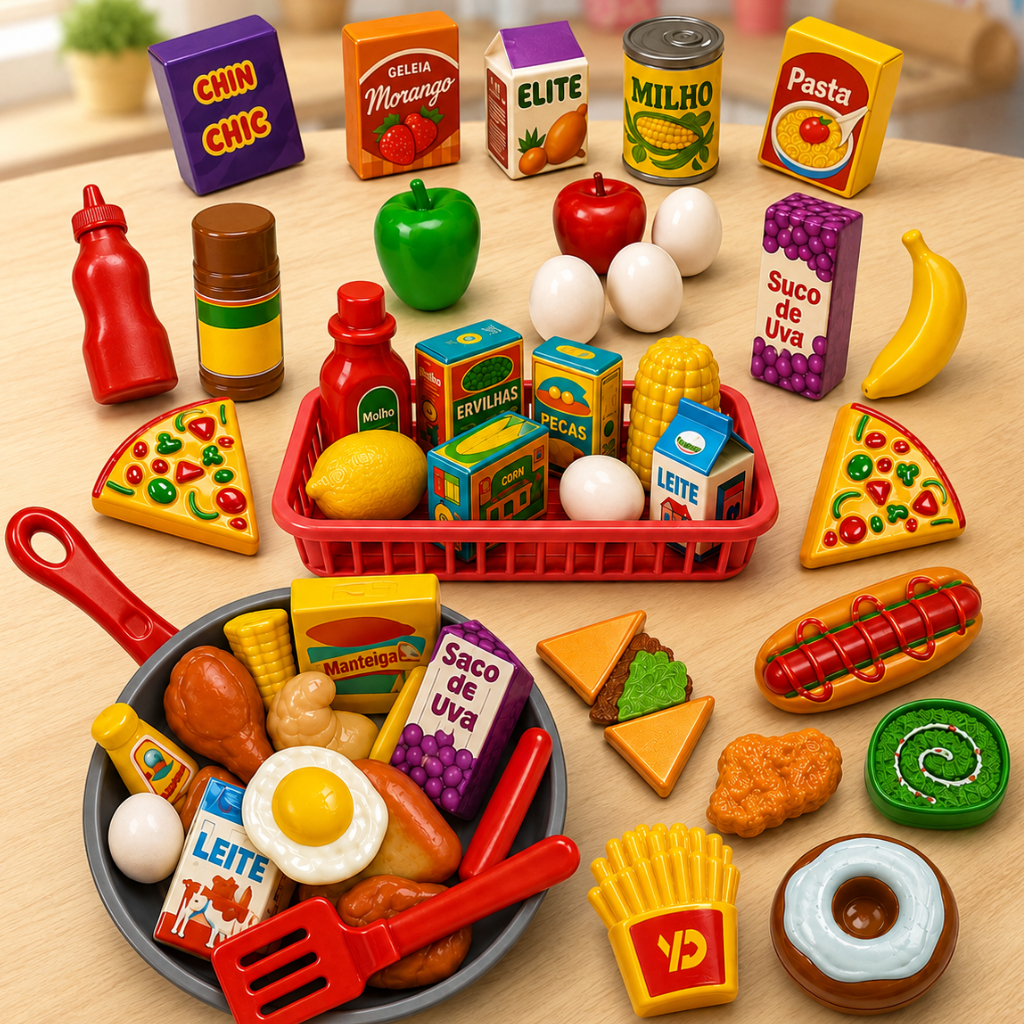 Brinquedo De Cozinha Infantil Mini Mercado Kit Brinquedos Crianças Cozinhar Simulação Comida