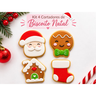 lKit Cortadores de Biscoito Natalinos 4 Peças | Natal Biscoito Cortador Decoração