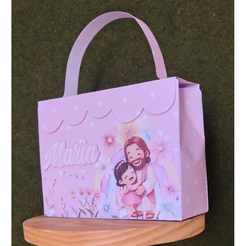 🎀 Maletinha Personalizada Jesus e Menina | Lembrancinha Batizado | Aniversário Infantil | Personalizada com Nome