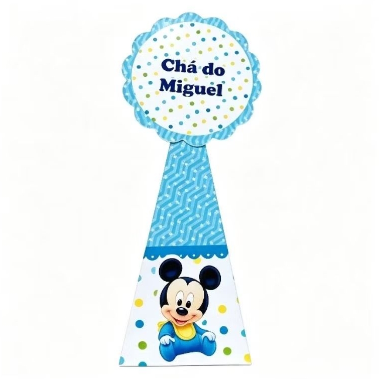 Kit 15 Caixinhas Pirâmide Cone Mickey Baby Personalizada Lembrancinha para Festa Infantil