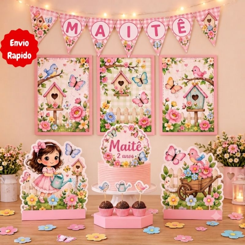 kit festa personalizada Jardim encantado 84 peças  kit só um bolinho aniversário mêsVersário