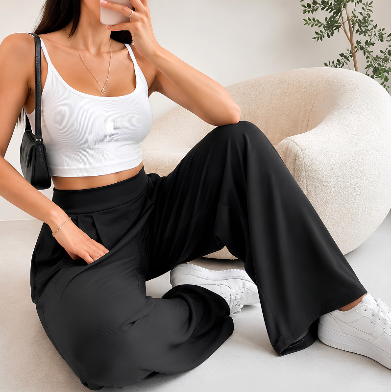 Calça Viscose Pantalona Feminina Com Elastano Blogueira Casual Trabalho