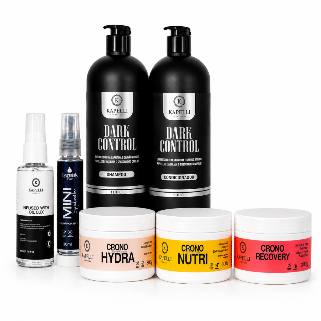 Kit Profissional Crescimento Fortalecimento Capilar 8x1 - Shampoo, condicionador, Óleo, Cronograma capilar e body splash