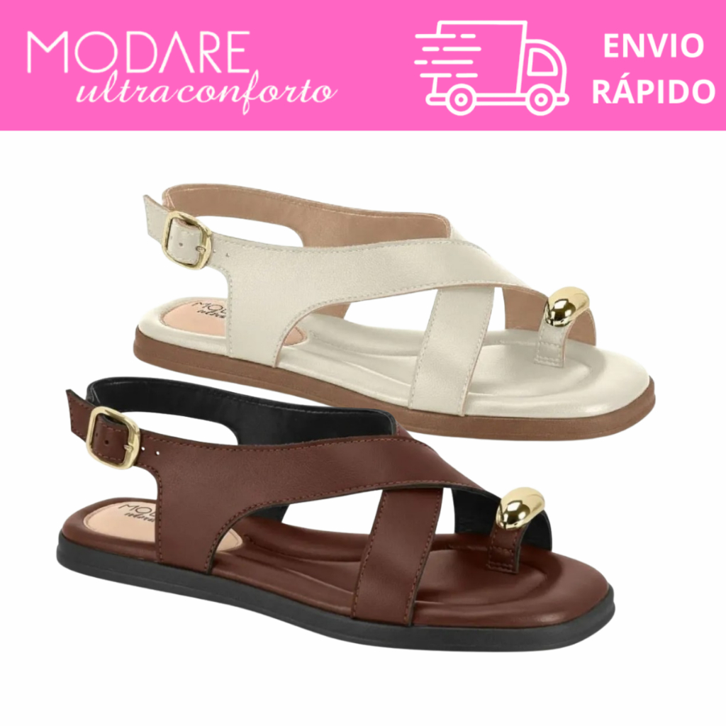 Rasteira Flat Modare Feminina Tiras Cruzadas Confortável Leve Casual Elegante Estiloso Resistente Original 7212.106