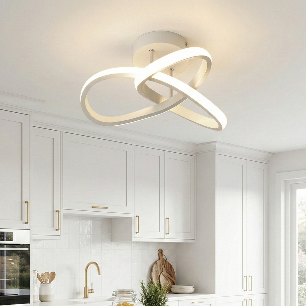 Luminaria de Teto Moderna LED 3 Cores Nó Sala Quarto Cozinha
