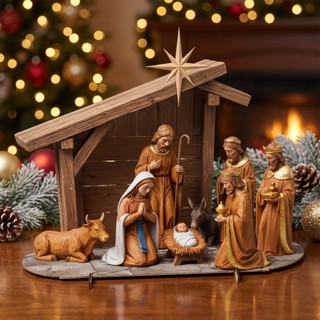 Presépio De Natal Manjedoura Sagrada Familia Nascimento Jesus Decoração Enfeite Natalino Mdf