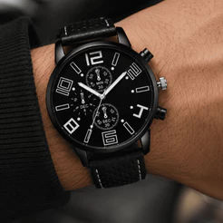 Relógio Masculino Preto 40mm Cronógrafo Casual Elegante Pulseira Borracha Ajustável