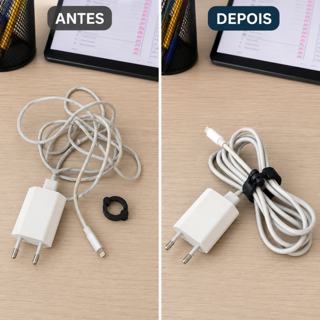 50 Organizadores de Cabos Fios Clipe Prendedor USB Carregador Fone Mesa Bolsa Mochila Escritório