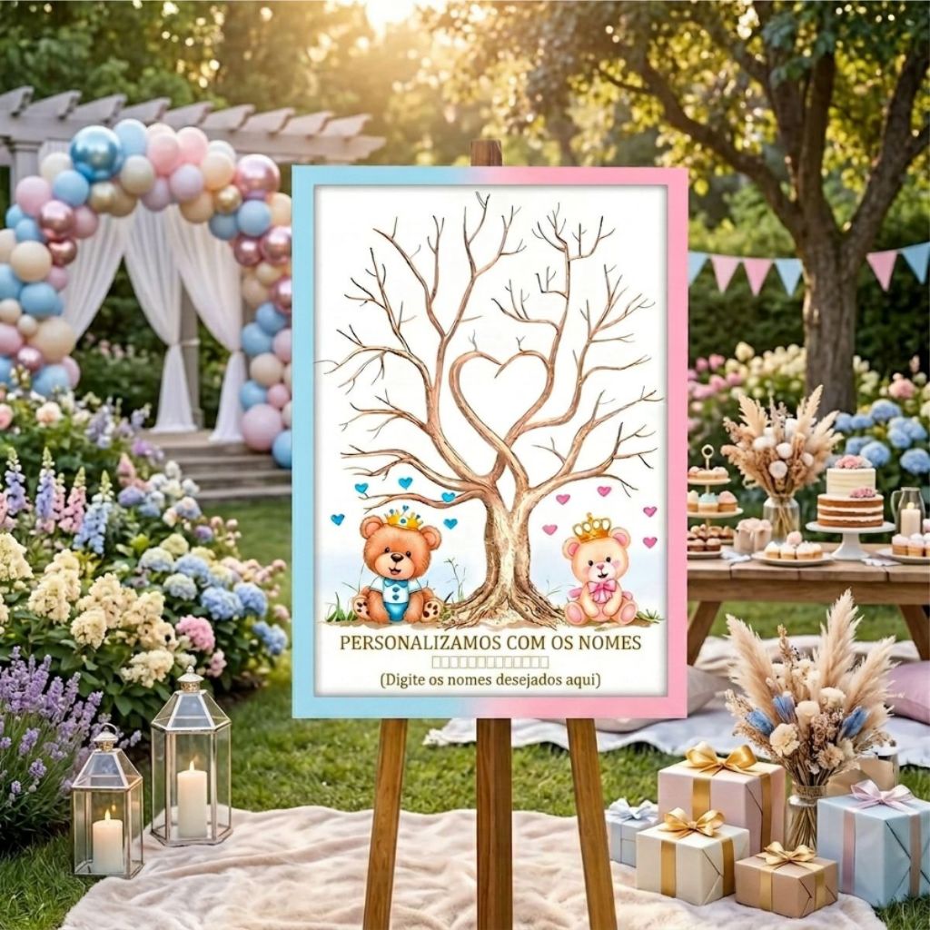 Quadro Recepção Chá Revelação Personalizado Menino ou Menina Decoração Bebê com Nome Varios Tamanho — imagem 2 de 2
