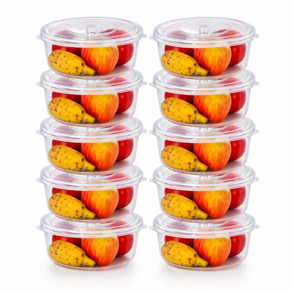 Kit 10 Potes Transparente Marmita Fitness Bpa Free Reutilizável Tampa Hermética Micro E Freezer Lar Utilidades
