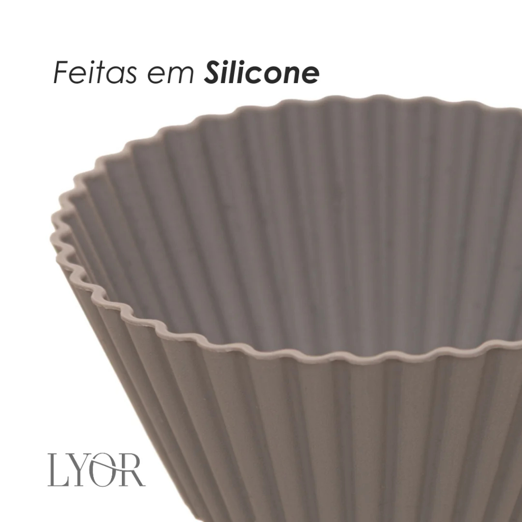 Conjunto 6 Formas Redondas para Cupcake Lyor - Silicone Cinza 7x3cm Antiaderente Flexível Fácil de Desenformar · foto 2