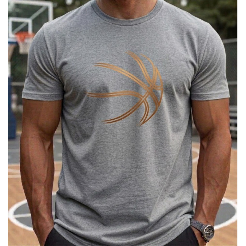 Camiseta Masculina Basquete Streetwear Cinza Casual Basica Treino Academia Confortável