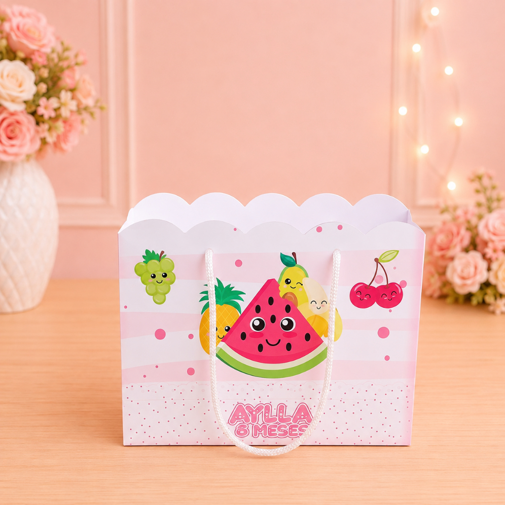 Sacolinha Frutinhas Kit festa | Personalizados | Aniversários | Papelaria Personalizada | caixinhas | Lembrancinhas