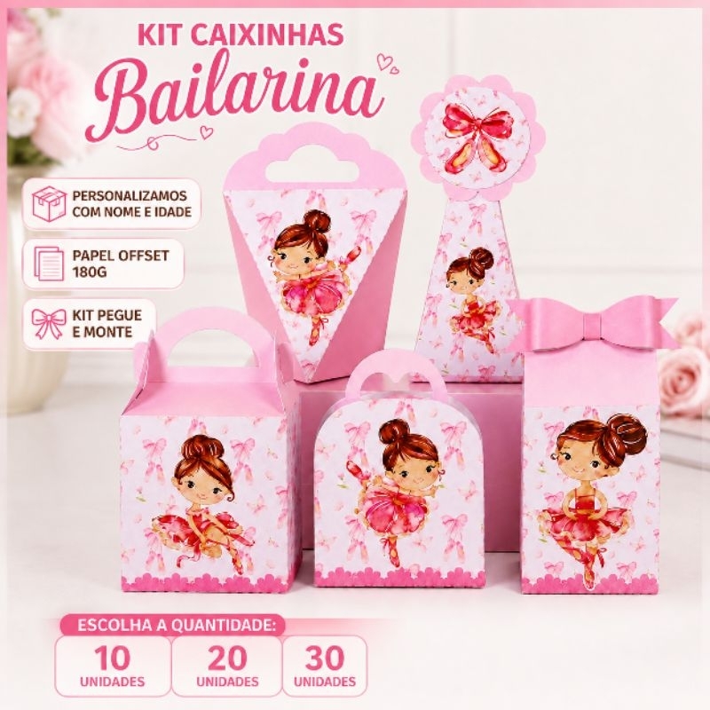 Caixinhas Bailarina - Kit  Caixinhas Personalizadas Bailarina para decoração e lembrancinhas aniversario