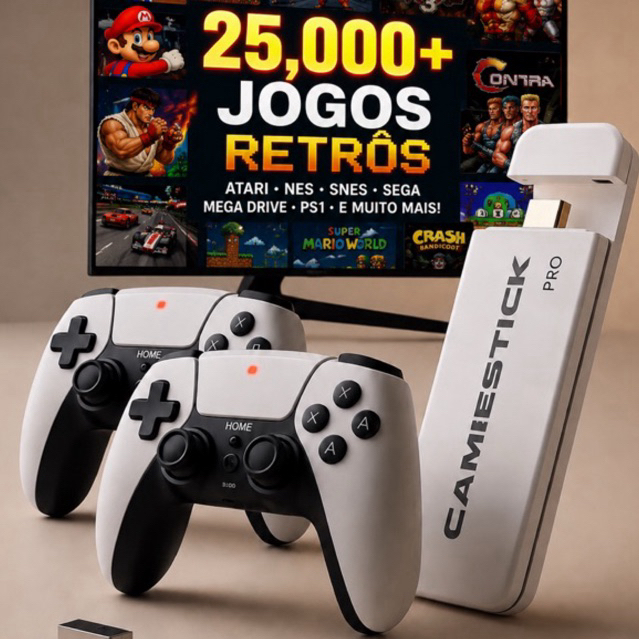 Game stick modelo 2026! mais de 25 mil jogos game retrô