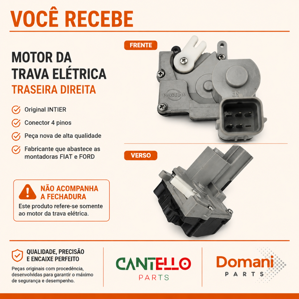 Trava Elétrica Da fechadura Traseira Direita Novo Uno, Idea, Linea, Punto, Fiesta Rocam, Ecosport