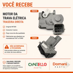 Trava Elétrica Da fechadura Traseira Direita Novo Uno, Idea, Linea, Punto, Fiesta Rocam, Ecosport