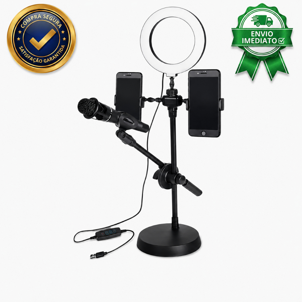 Ring Light Suporte Para Microfone E Celular Gravação E Live Stream