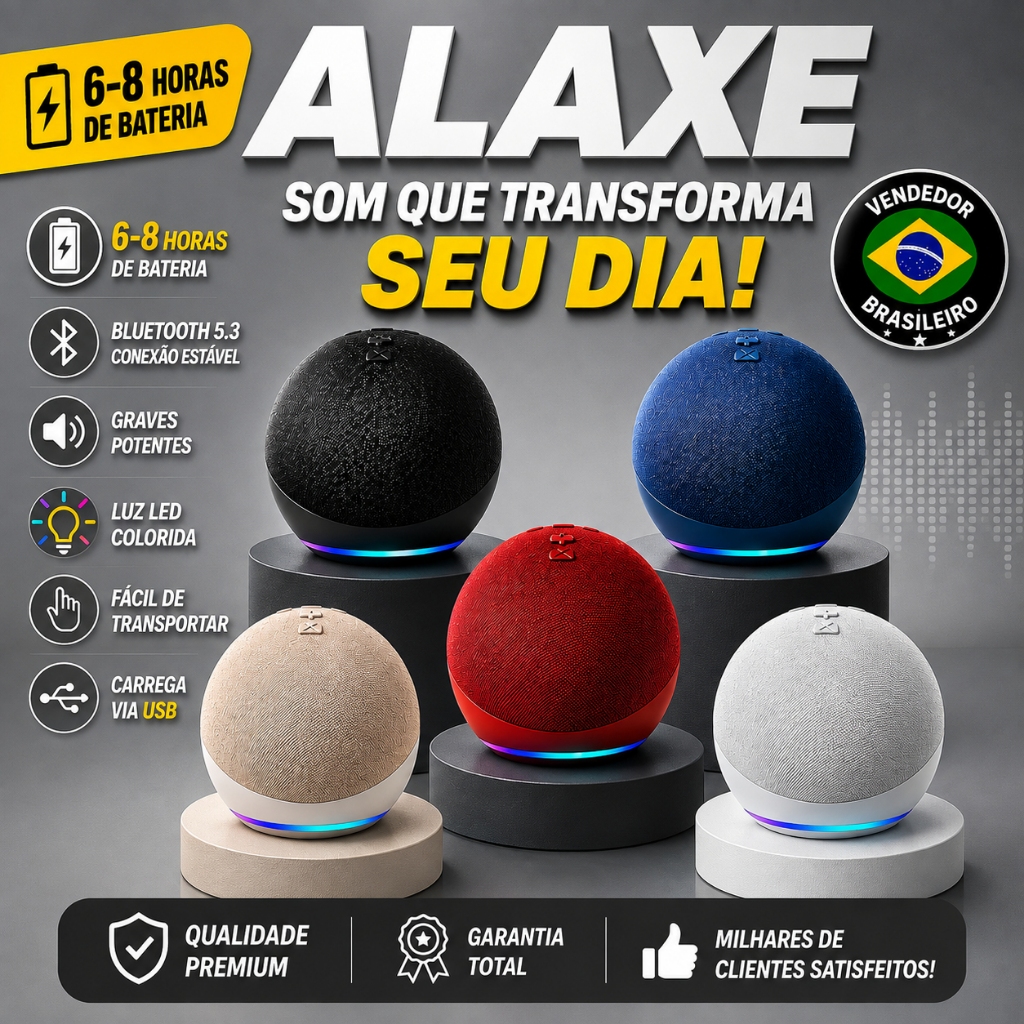 Alaxe Echo Dot 5ª Geração Caixa de Som - Som de Alta Qualidade, LEDs Vibrantes, Bluetooth 5.0