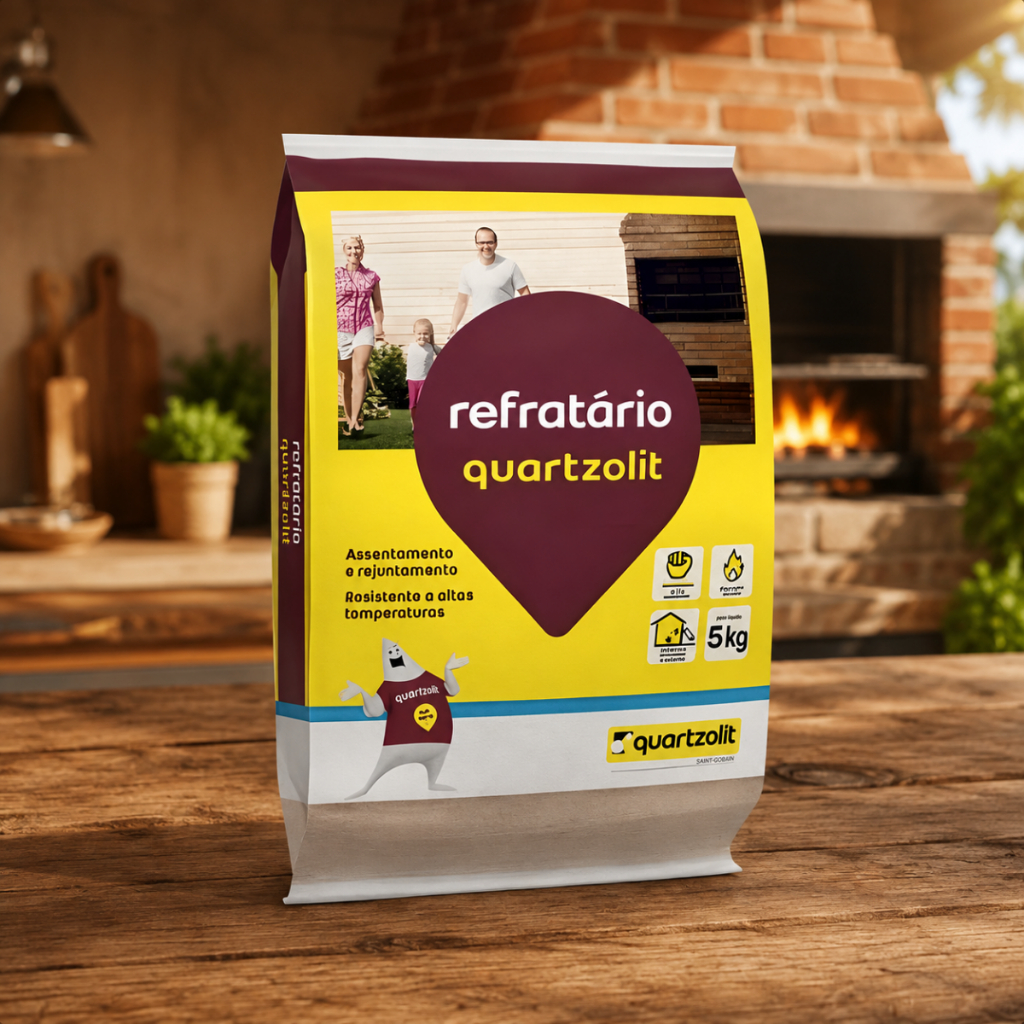 Refratário Quartzolit 5kg Argamassa Para Churrasqueira Forno Lareira Alta Temperatura Assenta e Rejunta