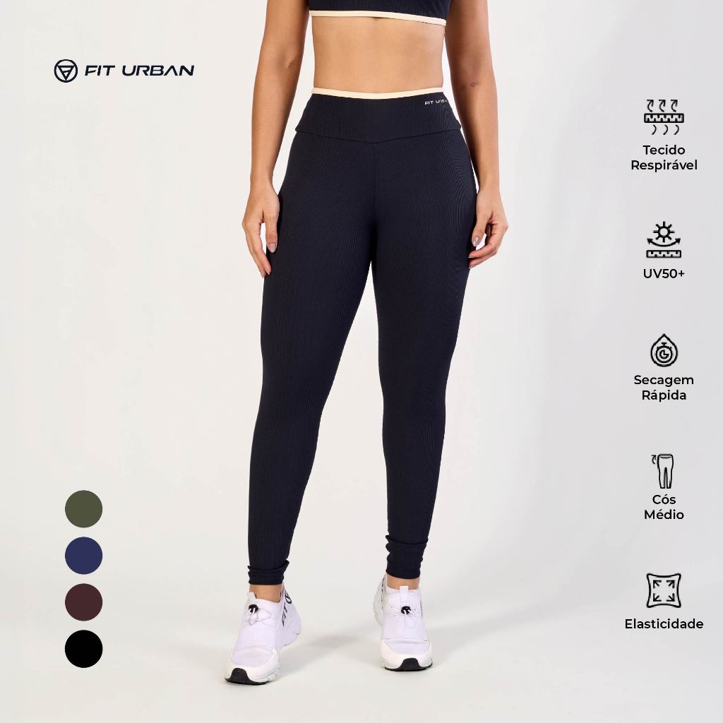 Calça Legging Fitness Feminina Ultra Canelada, Cós Alto Modelador para Academia, Musculação, Pilates e Caminhada