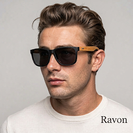 Óculos de Sol Masculino Quadrado Madeira Bambu Premium UV400 Estilo Moderno Casual
