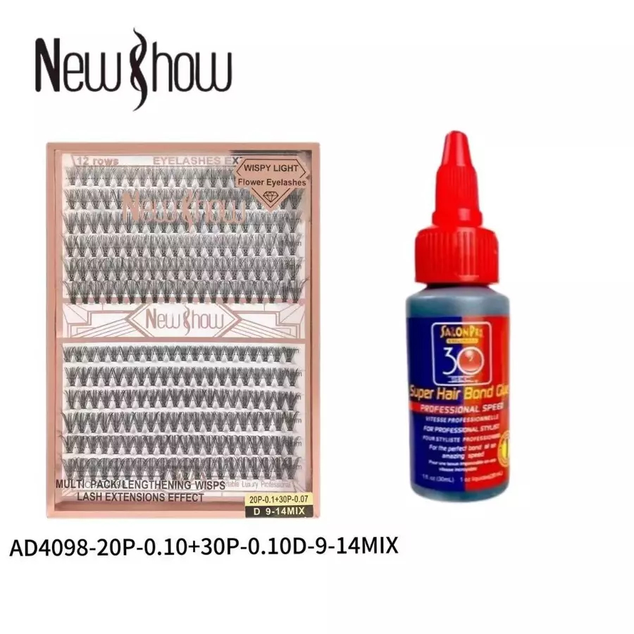 New Show Conjunto de 1 Super Cola Salon Pro 30ml+1 Caixa Com Cílios postiços 6D MINK-Tufinhos Sem Nó
