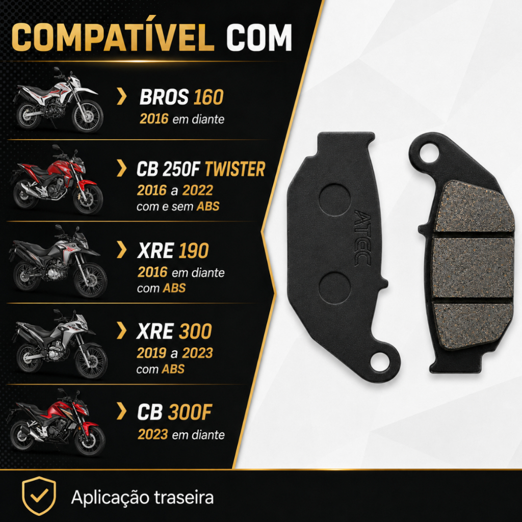 Pastilha Freio Traseira Honda Bros 160 XRE 190 CB 250F Twister XRE 300 ABS AC-504 · foto 2