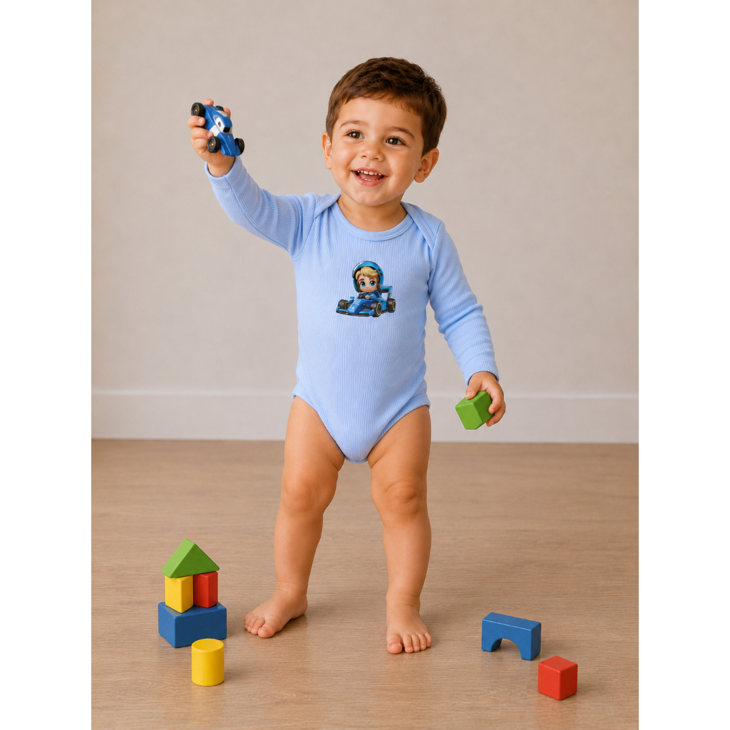 Body Bebê Manga Longa Canelado Estampado Gola Envelope Roupa Infantil Confortável Com Botão Fralda — imagem 2 de 2