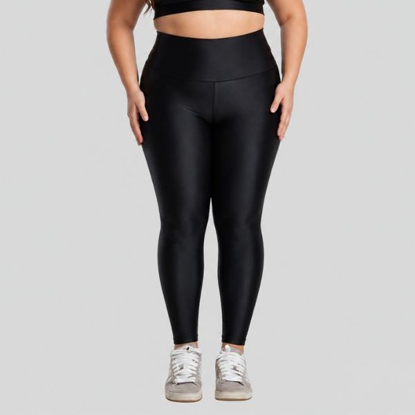 Calça Legging Plus Size Blackout Zero Transparência Modeladora Calça Poliamida Cintura Alta
