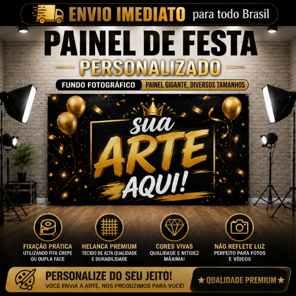 Painel de Festa Personalizado Gigante Fundo Fotográfico Decoração Aniversário com Sua Foto Arte Vários Tamanhos