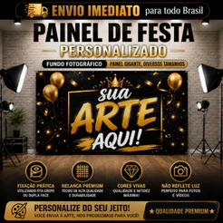 Painel de Festa Personalizado Gigante Fundo Fotográfico Decoração Aniversário com Sua Foto Arte Vários Tamanhos