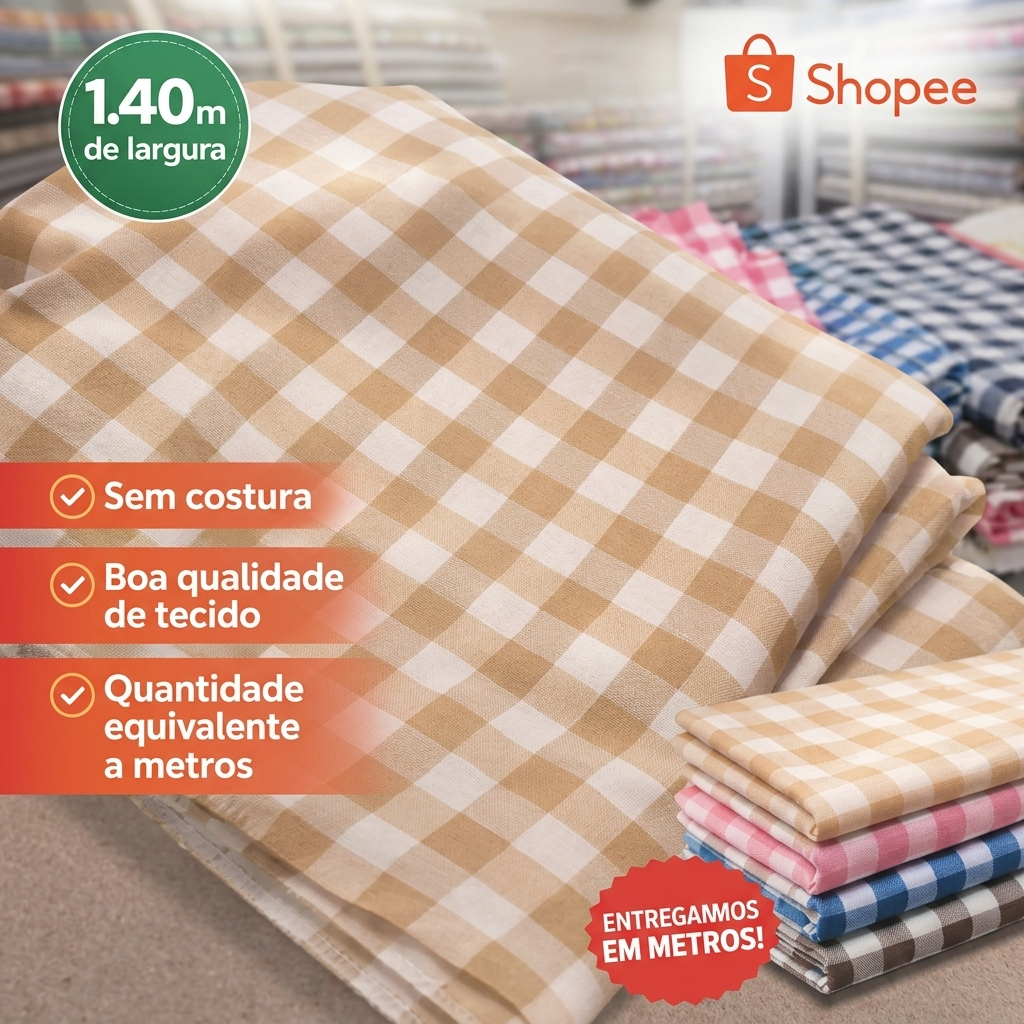 Tecido Xadrez de Poliéster  1 metro x 1.40m (comprimento x largura)