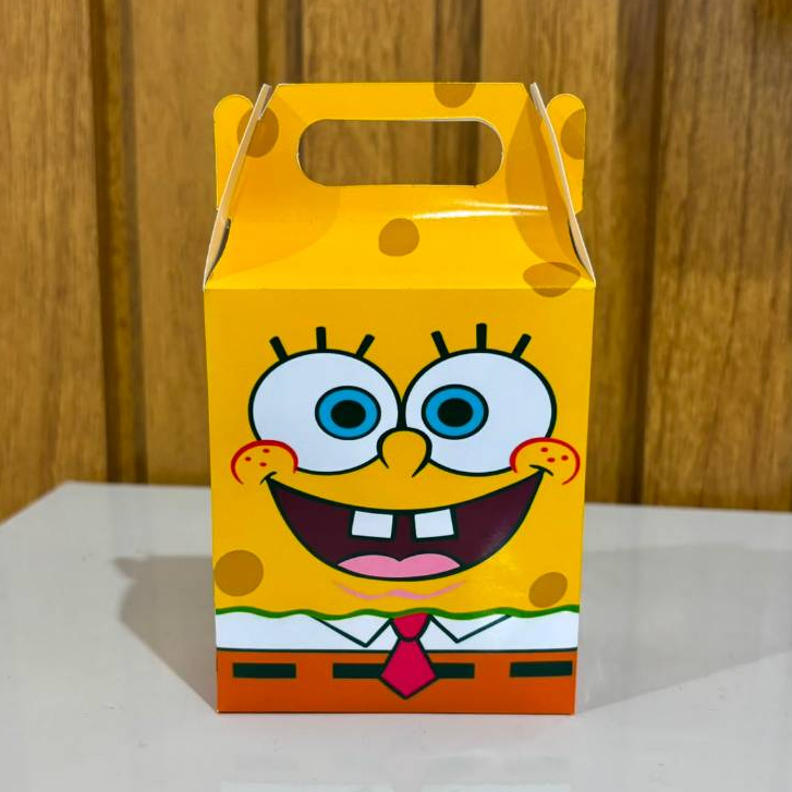 Caixinha Maleta Bob Esponja Personalizada Lembrancinha Festa Infantil Kit 5 a 30 Unidades
