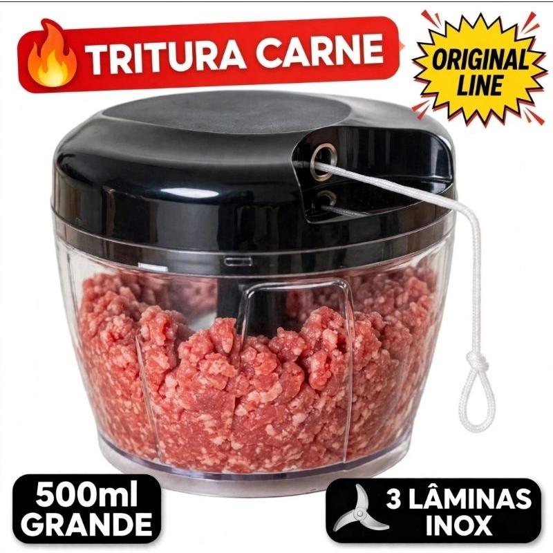 Processador Triturador de 500ML/ Grande de alimentos manual 3 ORIGINAL LINE