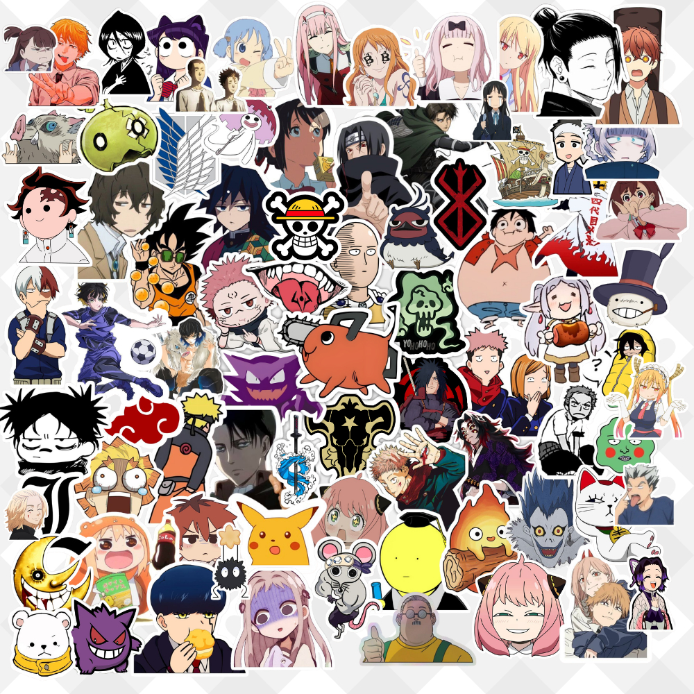 Kit 100pcs Adesivos Animes Naruto Jujutsu Kaisen One Piece Demon Slayer - À Prova D'Água Kindle Notebook Journal Celular