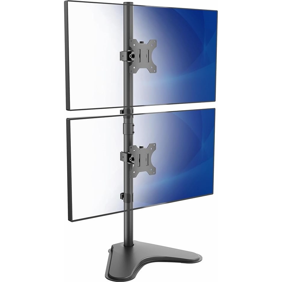 Suporte Vertical para 2 Monitores de Mesa, 13" até 34", Giratório 360°, Ajuste de Altura e Inclinação