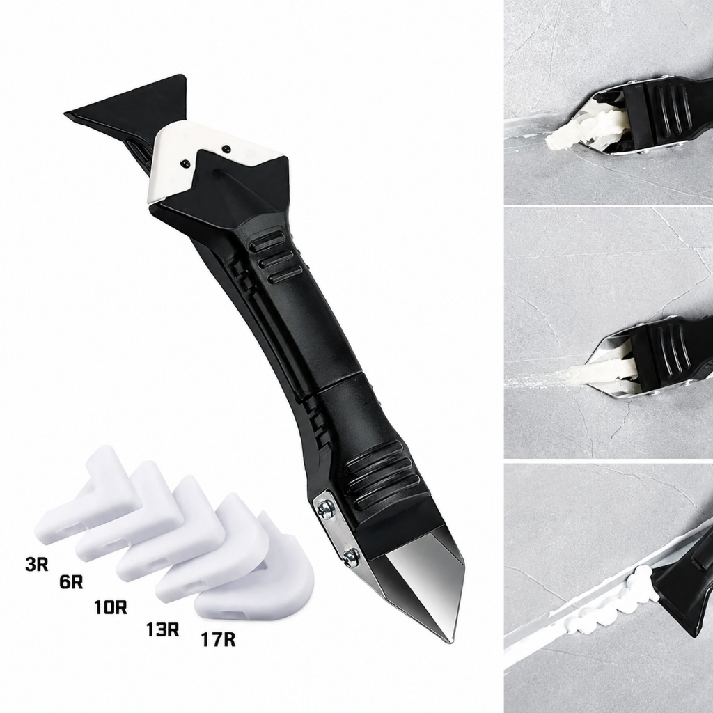 Espátula 3 em 1 para Aplicar e Raspar Rejunte Silicone Ferramenta Multiuso para Aplicação e Remoção