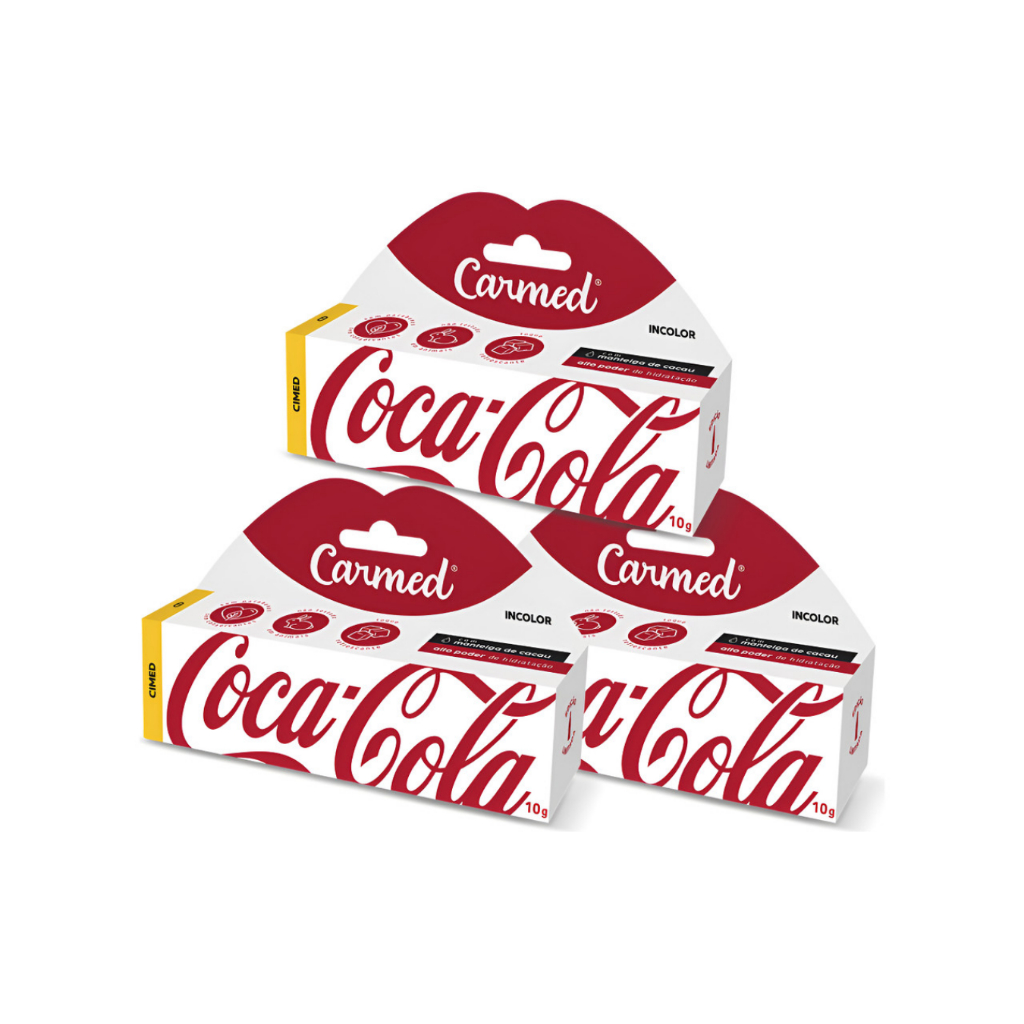 Kit 3 Carmed Coca-Cola Incolor Hidratante Labial Original Cuidados com os Lábios