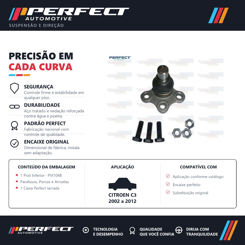 Pivo De Suspensão CITROEN C3 2002 a 2012 Perfect