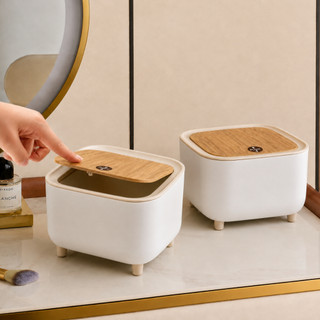 Mini Lixeira de Mesa Maquiagem e Tampa Click Multiuso  Cesto Porta Objeto Portátil Organizador 1,5L