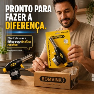 Maçarico Culinário Portátil a Gás Butano Acendimento Automático BOMVINK Profissional Regulável